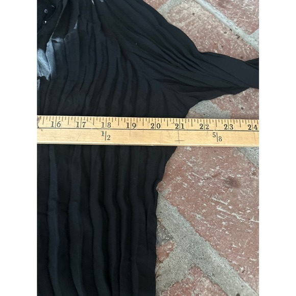 Notations Blouse XL Black Sheer Long Sleeve Lace Sequin Button Down Top Witchy - Picture 7 of 8